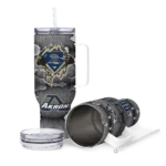 personalized akron zips superman shield blue gray curved tumbler best selling.webp
