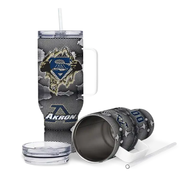 personalized akron zips superman shield blue gray curved tumbler high quality.webp