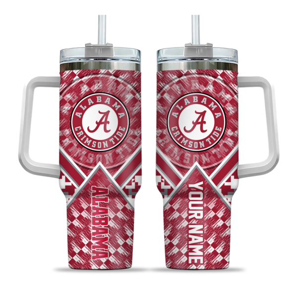 personalized alabama crimson tide chevron angle crimson curved tumbler best selling.webp
