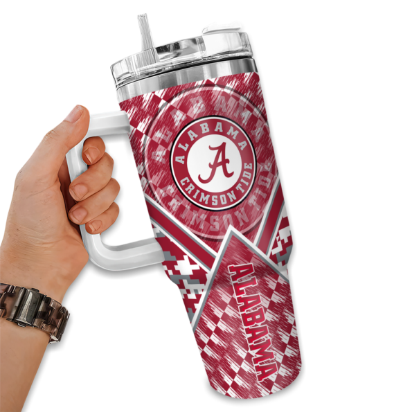 personalized alabama crimson tide chevron angle crimson curved tumbler fashion forward.webp