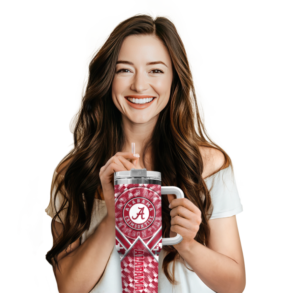 personalized alabama crimson tide chevron angle crimson curved tumbler premium grade.webp
