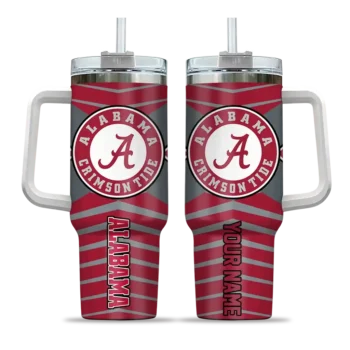 personalized alabama crimson tide chevron layers crimson curved tumbler best selling.webp