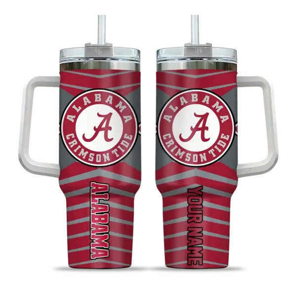 personalized alabama crimson tide chevron layers crimson curved tumbler best selling.webp