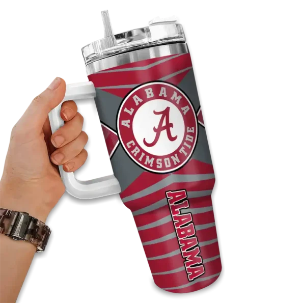 personalized alabama crimson tide chevron layers crimson curved tumbler fashion forward.webp