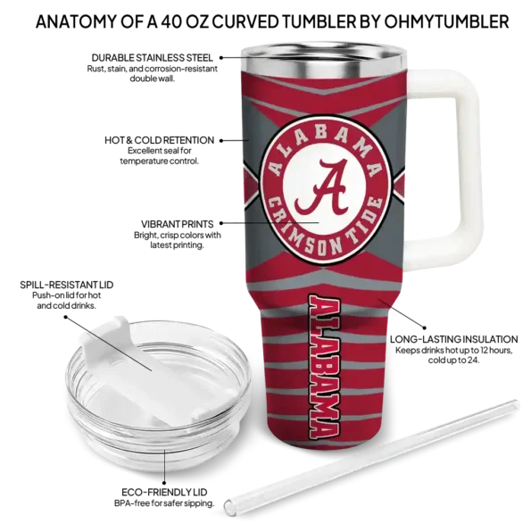 personalized alabama crimson tide chevron layers crimson curved tumbler new arrival.webp