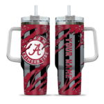 personalized alabama crimson tide claw cut crimson black curved tumbler best selling.webp