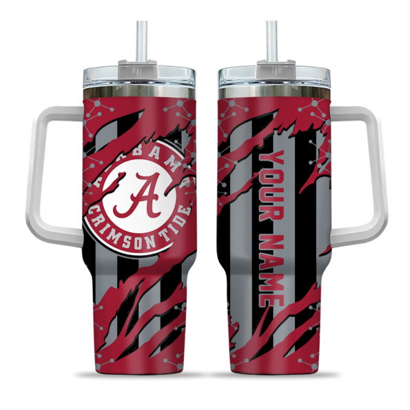 personalized alabama crimson tide claw cut crimson black curved tumbler best selling.webp