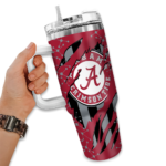 personalized alabama crimson tide claw cut crimson black curved tumbler best selling.webp