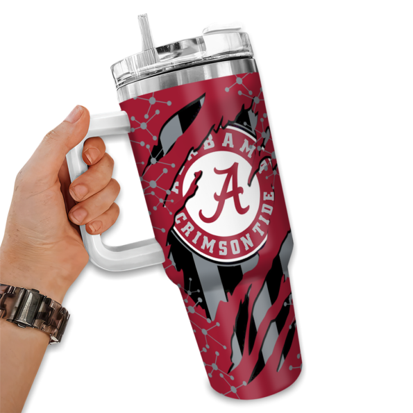 personalized alabama crimson tide claw cut crimson black curved tumbler fashion forward.webp