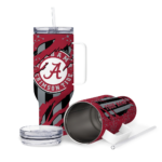 personalized alabama crimson tide claw cut crimson black curved tumbler best selling.webp