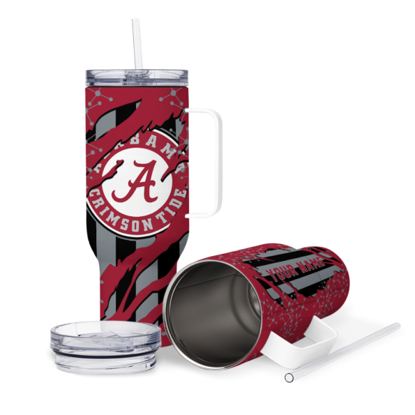personalized alabama crimson tide claw cut crimson black curved tumbler high quality.webp