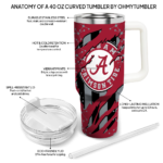 personalized alabama crimson tide claw cut crimson black curved tumbler best selling.webp