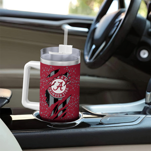 personalized alabama crimson tide claw cut crimson black curved tumbler trendy.webp