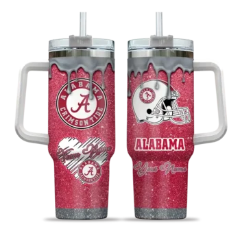 personalized alabama crimson tide heart helmet motif crimson curved tumbler best selling.webp