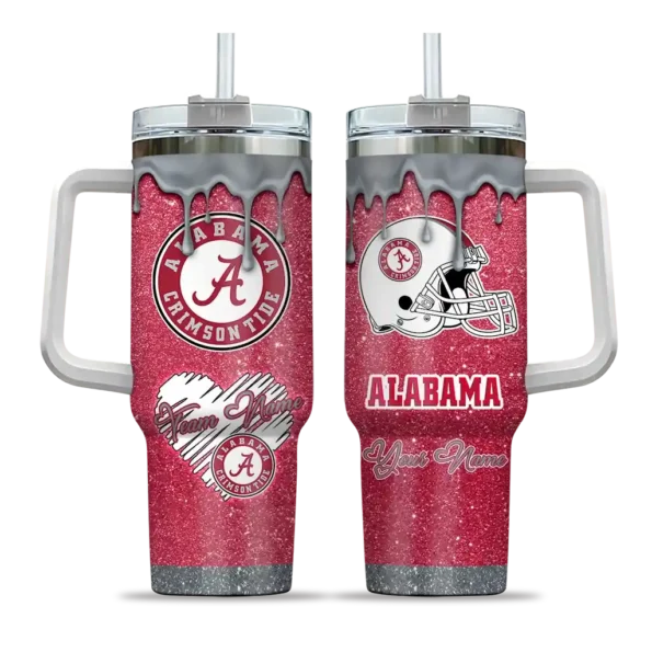 personalized alabama crimson tide heart helmet motif crimson curved tumbler best selling.webp