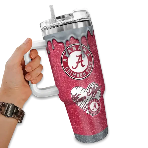 personalized alabama crimson tide heart helmet motif crimson curved tumbler fashion forward.webp