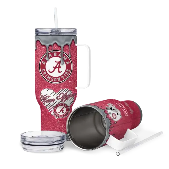 personalized alabama crimson tide heart helmet motif crimson curved tumbler high quality.webp