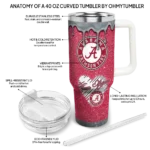 personalized alabama crimson tide heart helmet motif crimson curved tumbler best selling.webp