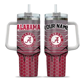 personalized alabama crimson tide hex texture crimson curved tumbler best selling.webp
