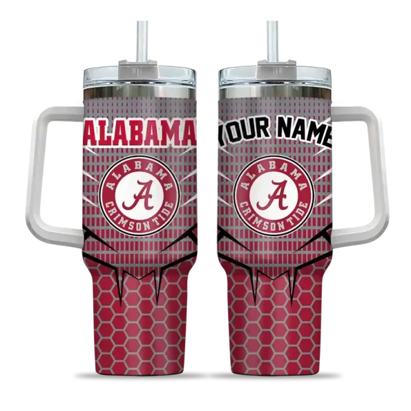personalized alabama crimson tide hex texture crimson curved tumbler best selling.webp