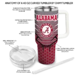 personalized alabama crimson tide hex texture crimson curved tumbler best selling.webp