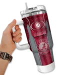 personalized alabama crimson tide hexagon armor crimson curved tumbler best selling.webp