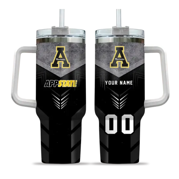 personalized appalachian state mountaineers arrow armor black curved tumbler best selling.webp