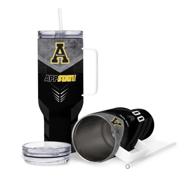 personalized appalachian state mountaineers arrow armor black curved tumbler high quality.webp