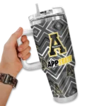 personalized appalachian state mountaineers bold diamonds black curved tumbler best selling.webp