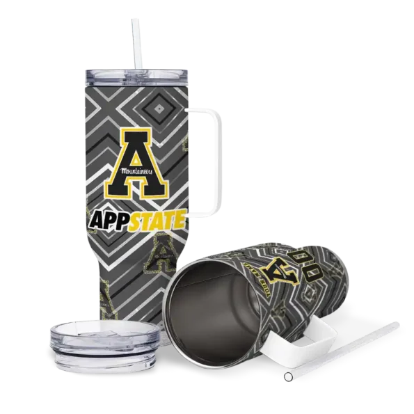 personalized appalachian state mountaineers bold diamonds black curved tumbler high quality.webp