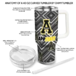 personalized appalachian state mountaineers bold diamonds black curved tumbler best selling.webp