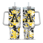 personalized appalachian state mountaineers camo mashup black white curved tumbler best selling.webp