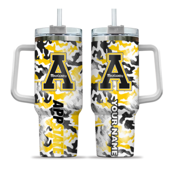 personalized appalachian state mountaineers camo mashup black white curved tumbler best selling.webp
