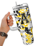 personalized appalachian state mountaineers camo mashup black white curved tumbler best selling.webp