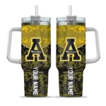 personalized appalachian state mountaineers chevron stripe black curved tumbler best selling.webp