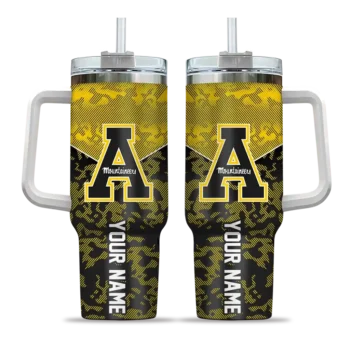 personalized appalachian state mountaineers chevron stripe black curved tumbler best selling.webp
