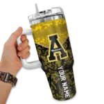 personalized appalachian state mountaineers chevron stripe black curved tumbler best selling.webp