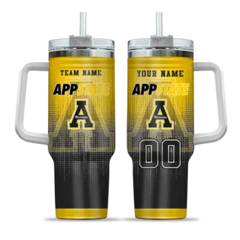 personalized appalachian state mountaineers gradient dots black curved tumbler best selling.webp