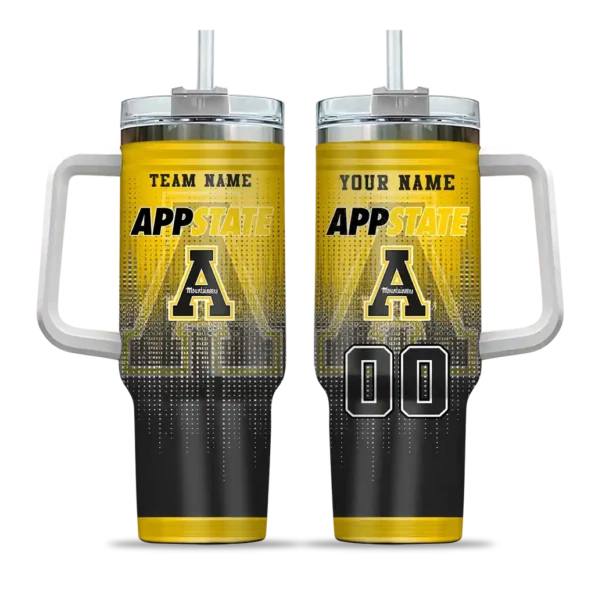 personalized appalachian state mountaineers gradient dots black curved tumbler best selling.webp