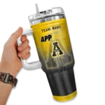 personalized appalachian state mountaineers gradient dots black curved tumbler best selling.webp