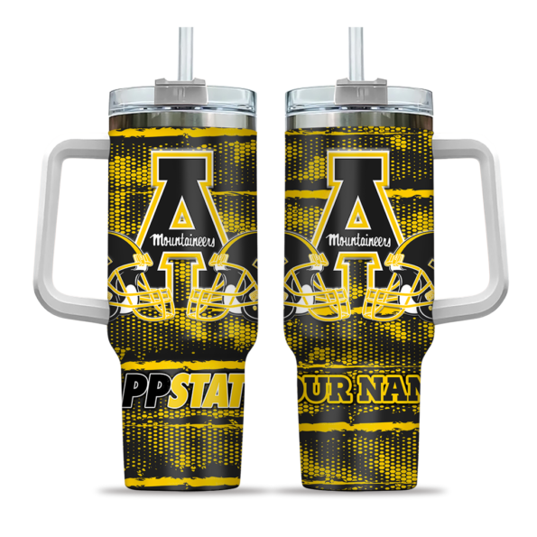 personalized appalachian state mountaineers honey streaks black curved tumbler best selling.webp