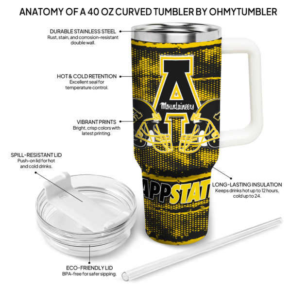personalized appalachian state mountaineers honey streaks black curved tumbler new arrival.webp