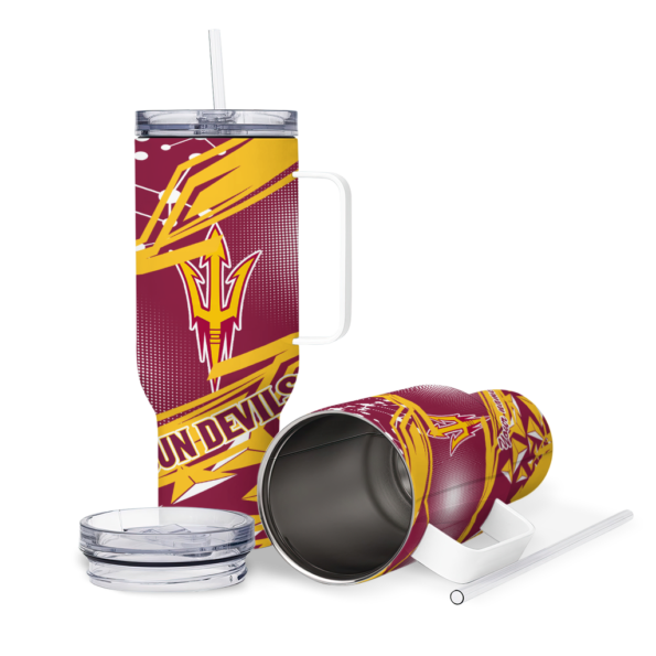 personalized arizona state sun devils abstract paths maroon curved tumbler high quality.webp