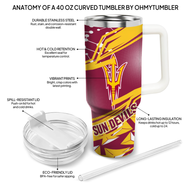 personalized arizona state sun devils abstract paths maroon curved tumbler new arrival.webp