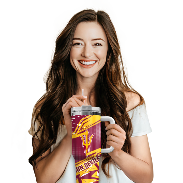 personalized arizona state sun devils abstract paths maroon curved tumbler premium grade.webp