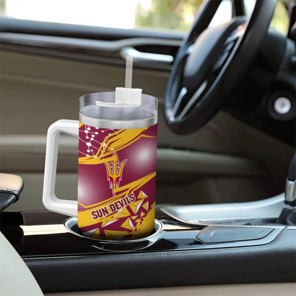 personalized arizona state sun devils abstract paths maroon curved tumbler trendy.webp