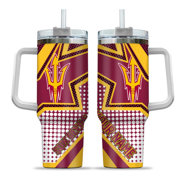 personalized arizona state sun devils arrow burst maroon curved tumbler best selling.webp