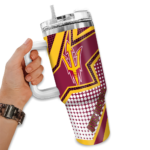 personalized arizona state sun devils arrow burst maroon curved tumbler best selling.webp