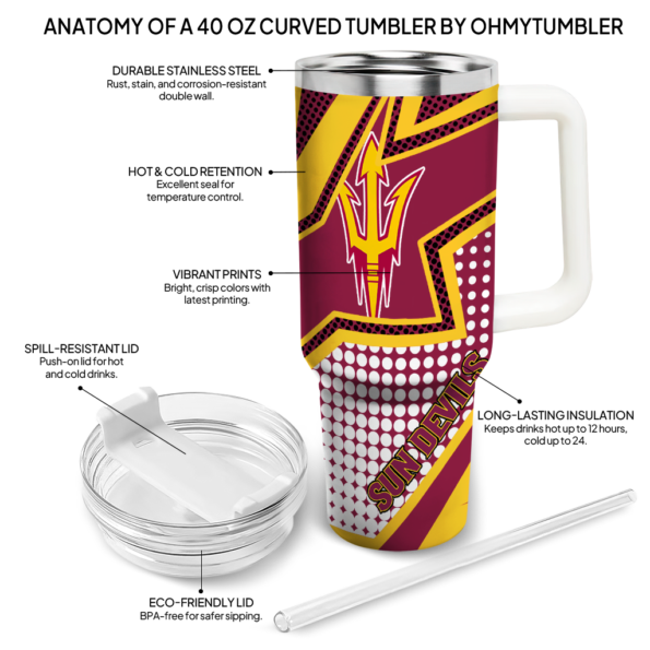 personalized arizona state sun devils arrow burst maroon curved tumbler new arrival.webp