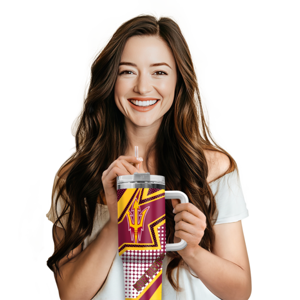 personalized arizona state sun devils arrow burst maroon curved tumbler premium grade.webp